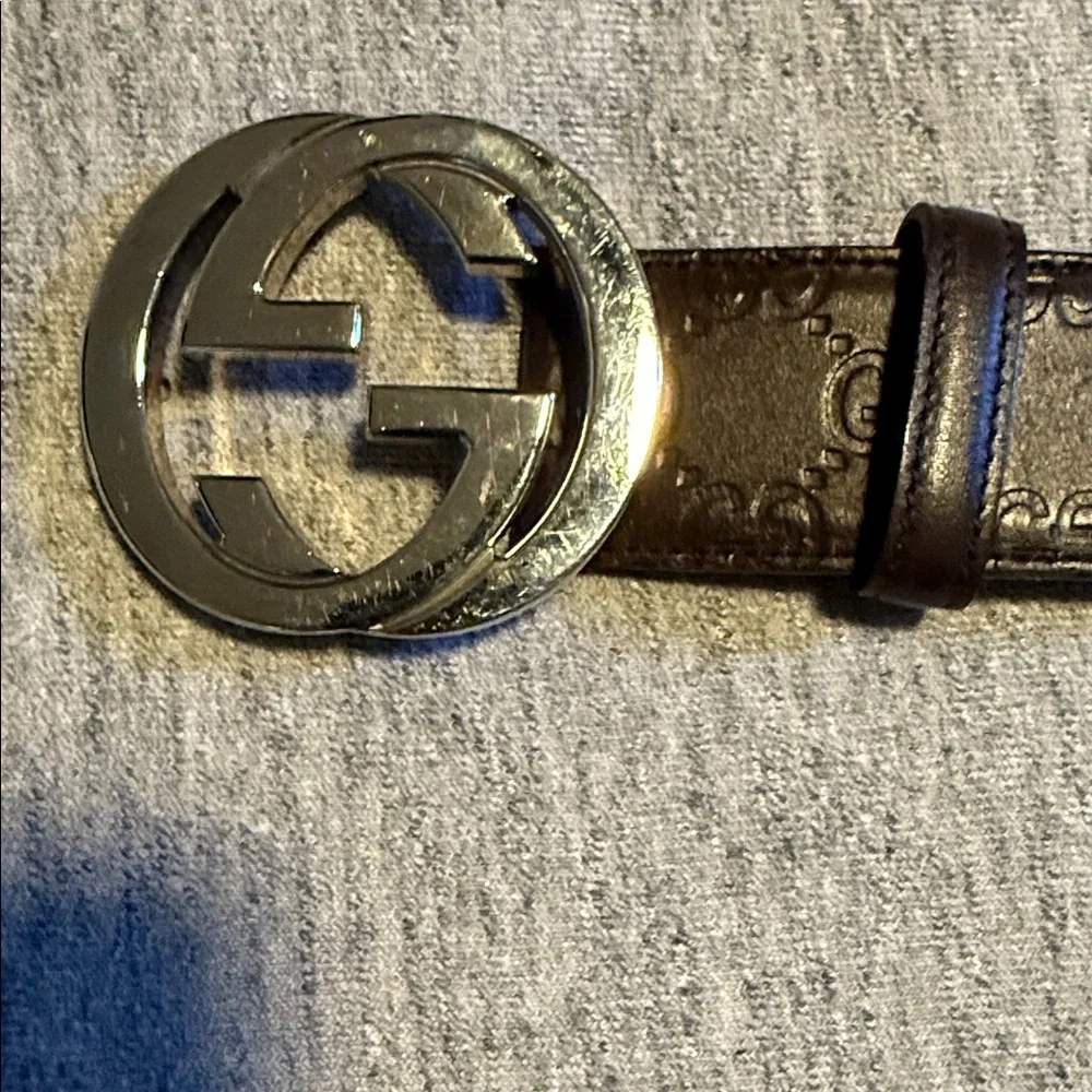 Gucci Brown Leather Belt with Silver Buckle size 95 - Picture 2 of 5